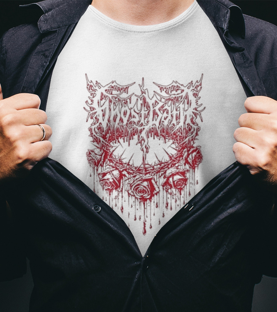Ghost Bath Rose Thorn Dripping Red Roses T-Shirt