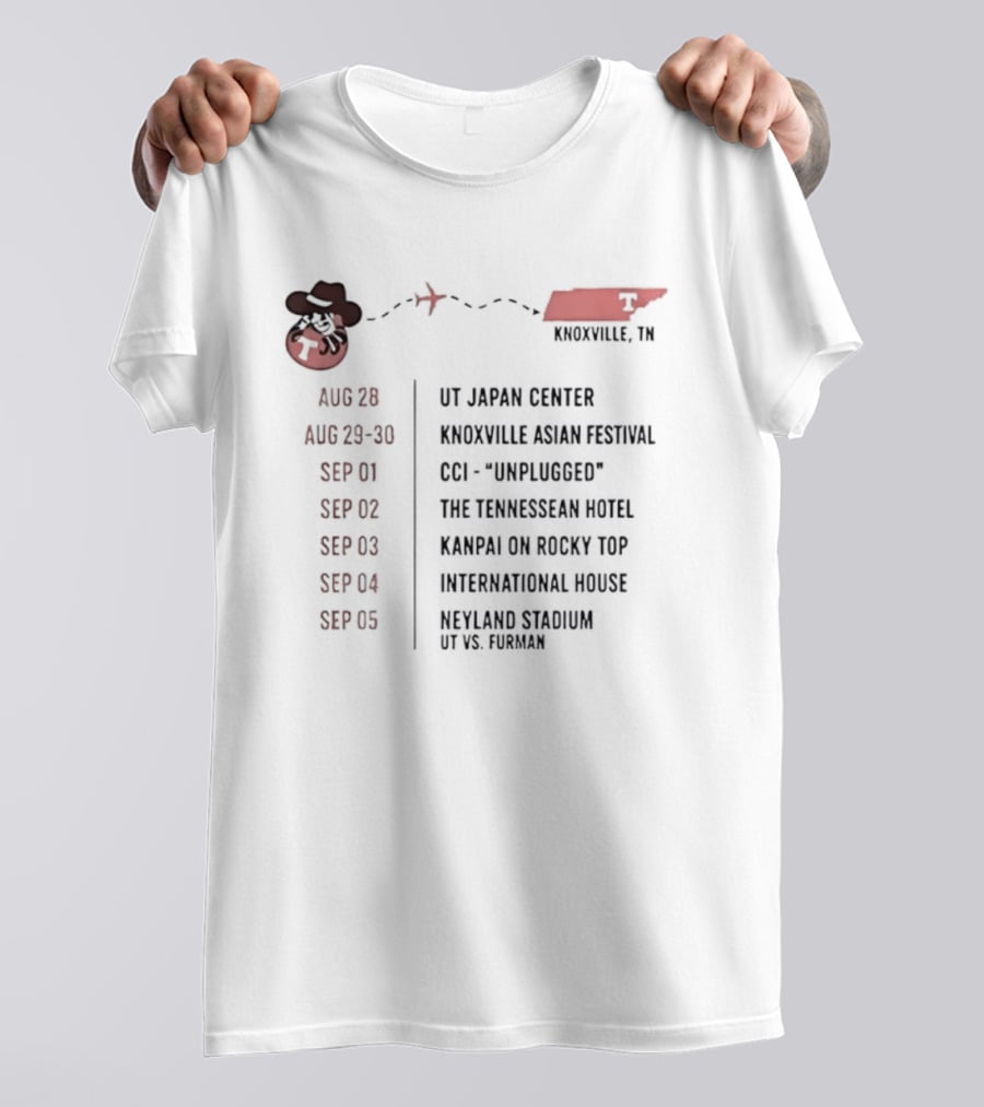 Knoxville TN Event Schedule UT Japan Center Festival Unplugged Hotel Rocky Top Stadium T-Shirt