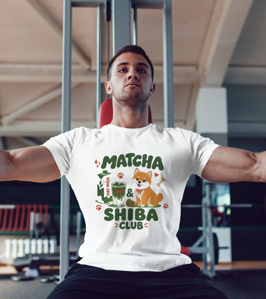 Matcha Shiba Club Oat Milk Dog Lover Tea Aesthetic T-Shirt