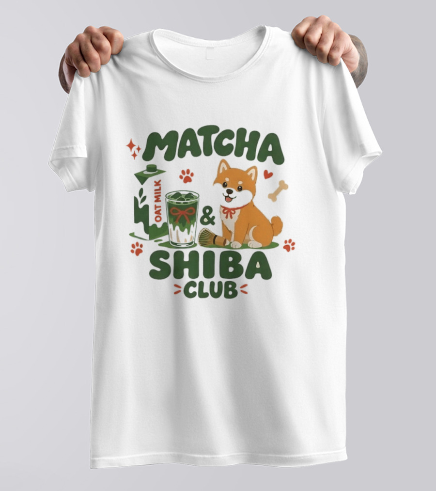 Matcha Shiba Club Oat Milk Dog Lover Tea Aesthetic T-Shirt