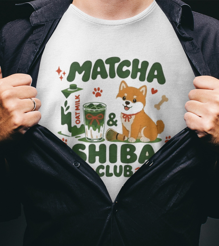Matcha Shiba Club Oat Milk Dog Lover Tea Aesthetic T-Shirt