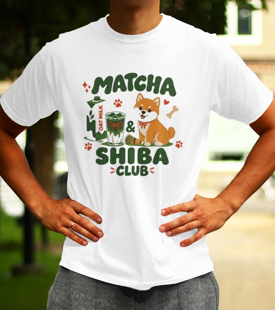 Matcha Shiba Club Oat Milk Dog Lover Tea Aesthetic T-Shirt