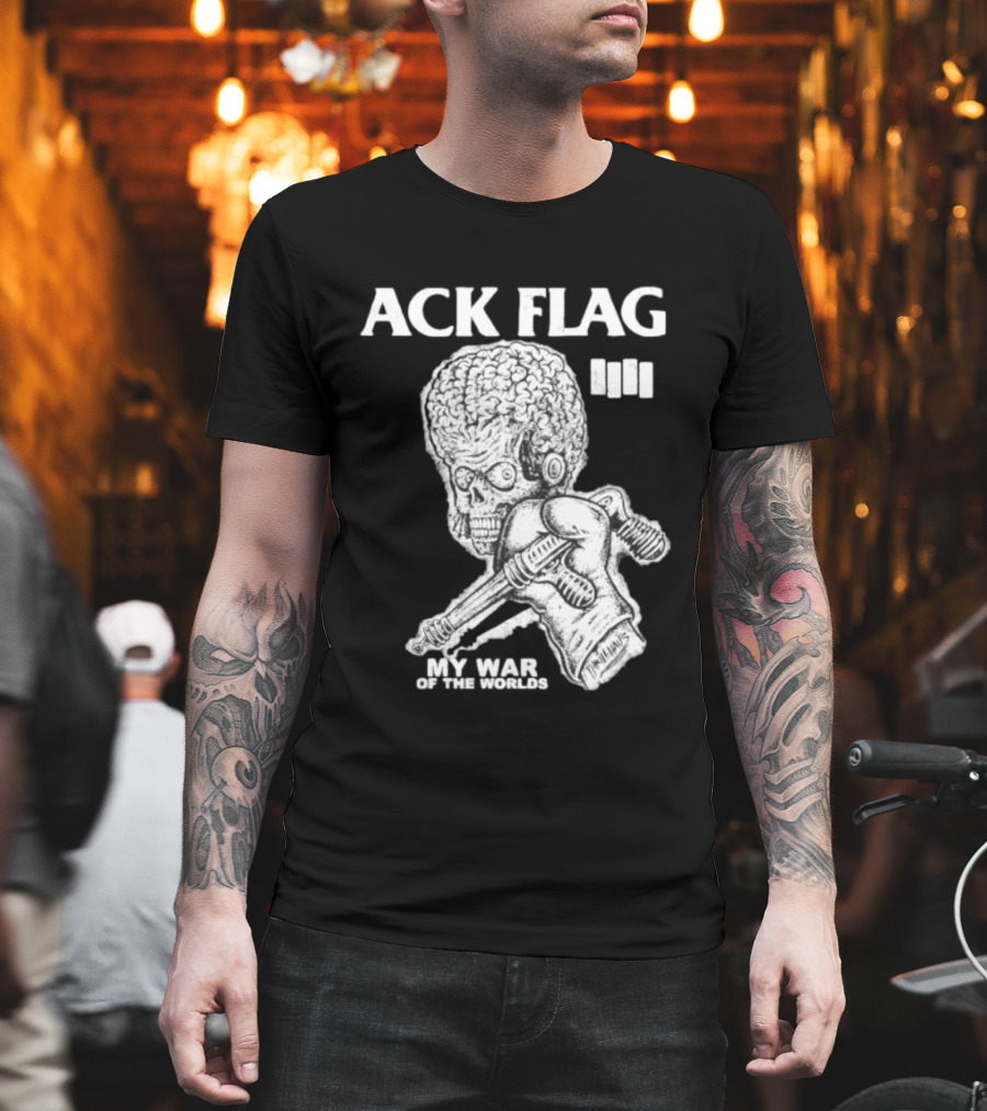 ACK Flag Mars Attacks War Of The Worlds Black Flag Mashup T-Shirt