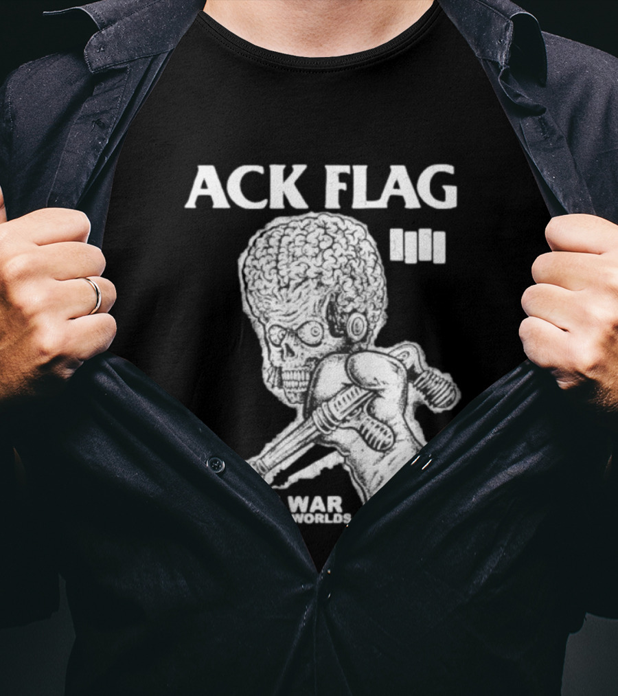ACK Flag Mars Attacks War Of The Worlds Black Flag Mashup T-Shirt