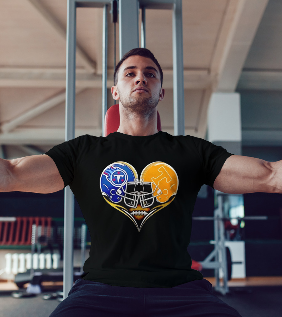 Tennessee Titans Tennessee Volunteers Football Heart Helmet T-Shirt