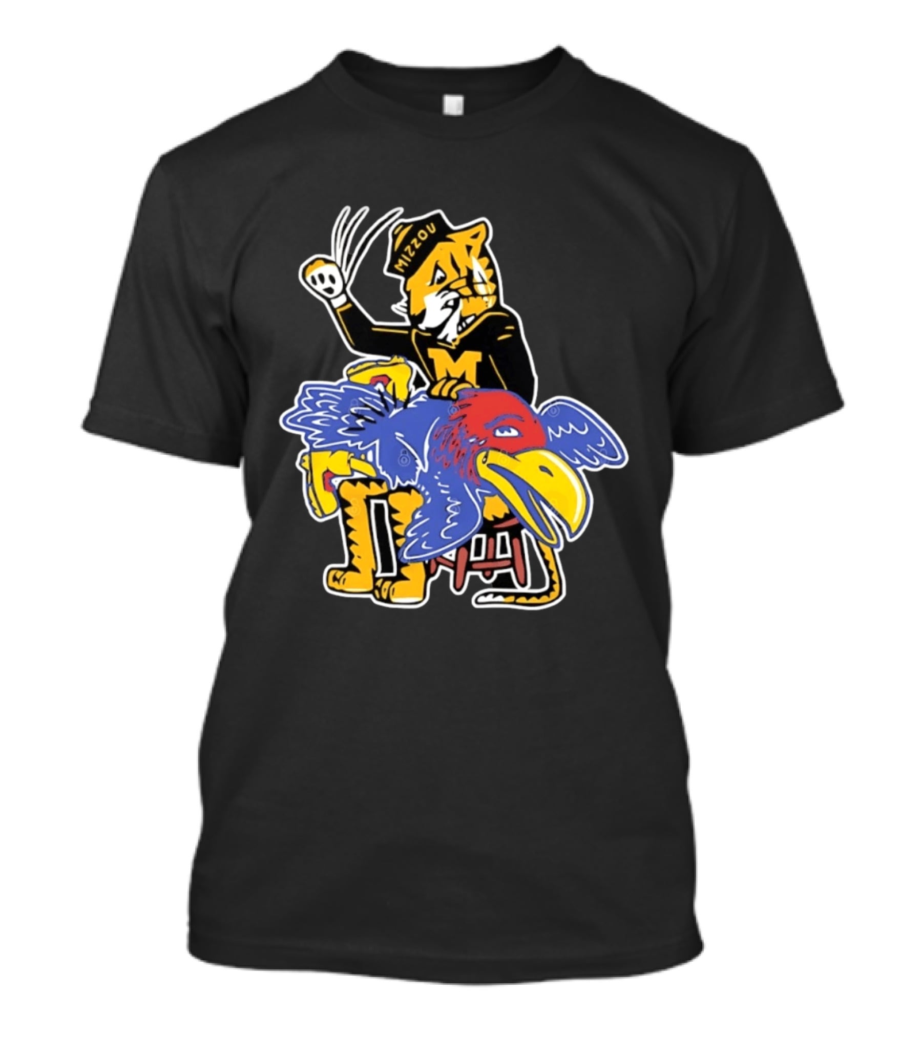 Mizzou Tigers Vs Kansas Jayhawk Rivalry Cartoon T-Shirt