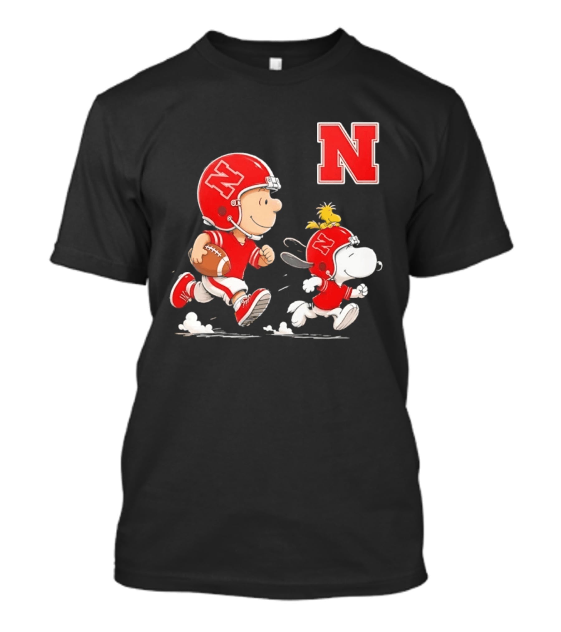 Charlie Brown Woodstock Snoopy Nebraska Cornhuskers Football Helmets T-Shirt