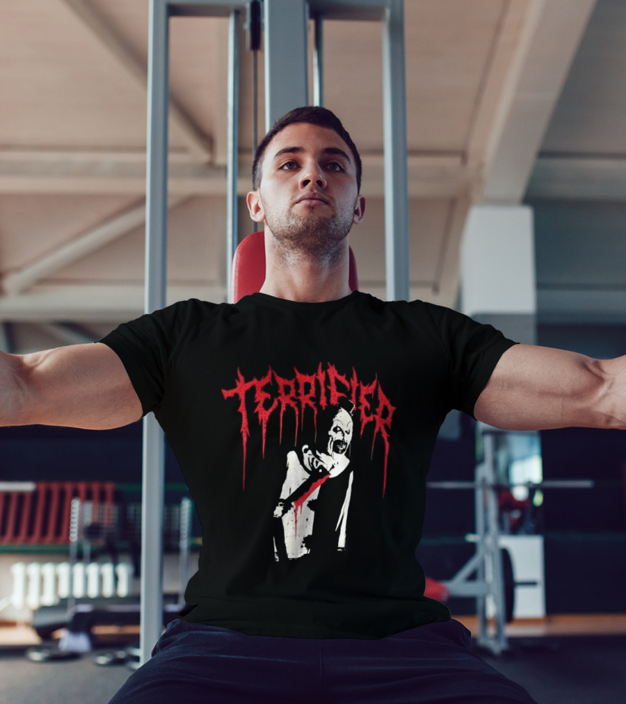 Terrifier Clown Horror Movie Rhinestone Scary Blood Effect T-Shirt
