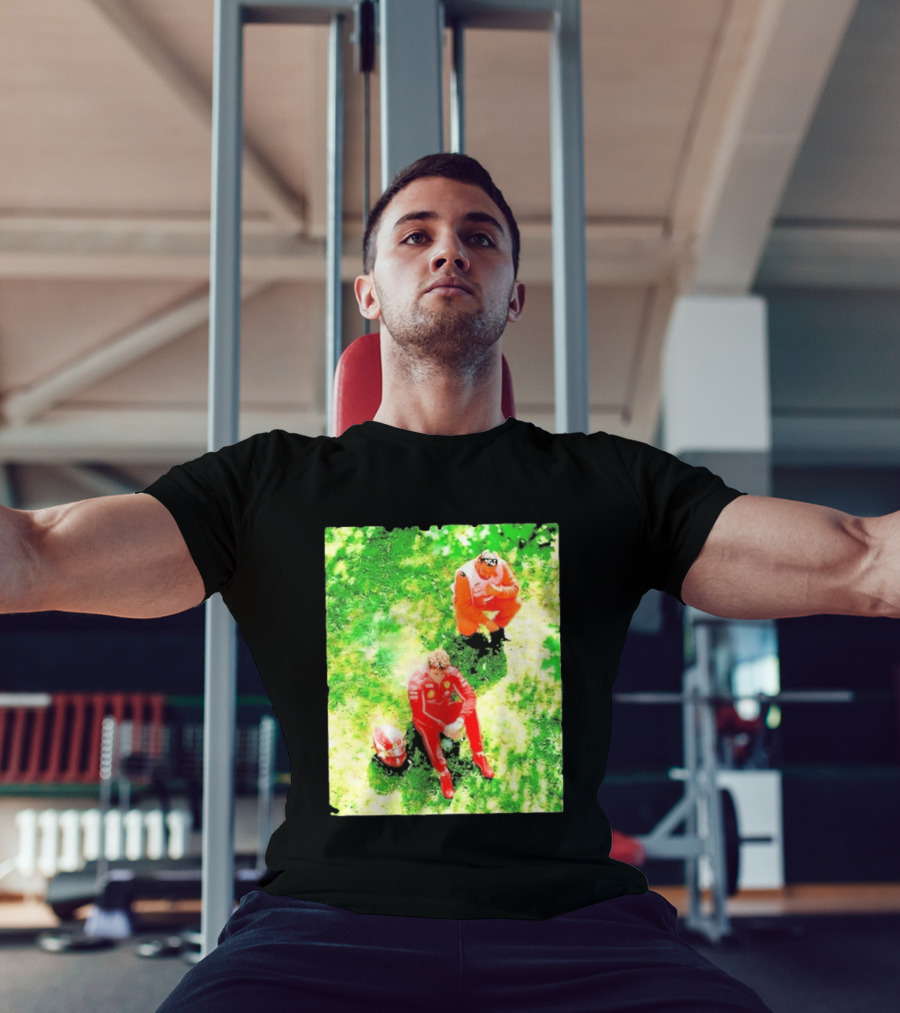 Monza GP Charles Leclerc Helmet On Grass Crash Moment T-Shirt