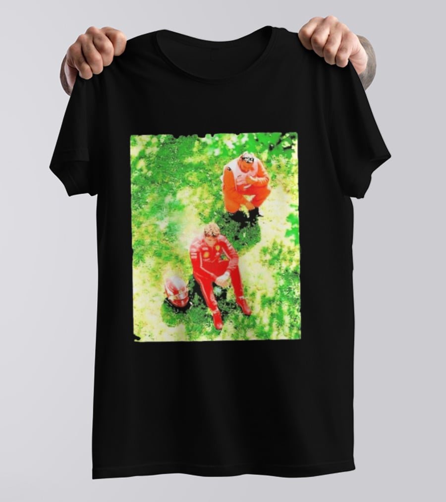 Monza GP Charles Leclerc Helmet On Grass Crash Moment T-Shirt