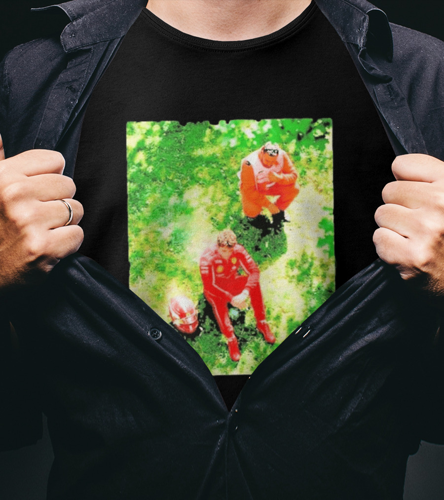 Monza GP Charles Leclerc Helmet On Grass Crash Moment T-Shirt