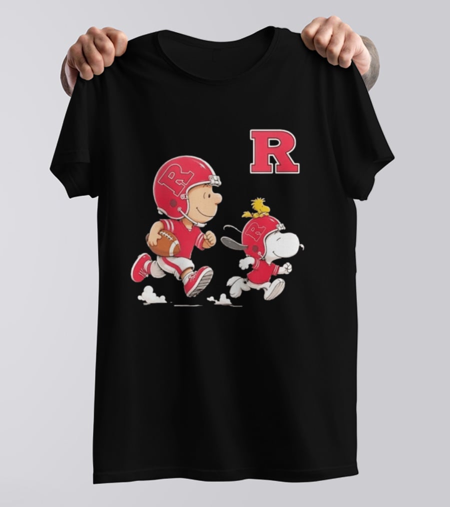 Charlie Brown Snoopy Woodstock Rutgers Scarlet Knights Football Fan Gear T-Shirt