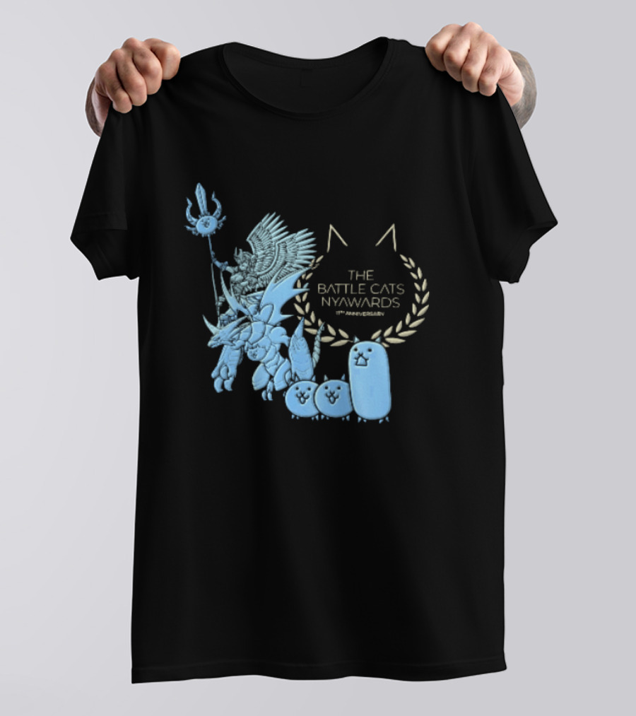 The Battle Cats Nyawards 11th Anniversary Characters Laurel Wreath Line T-Shirt