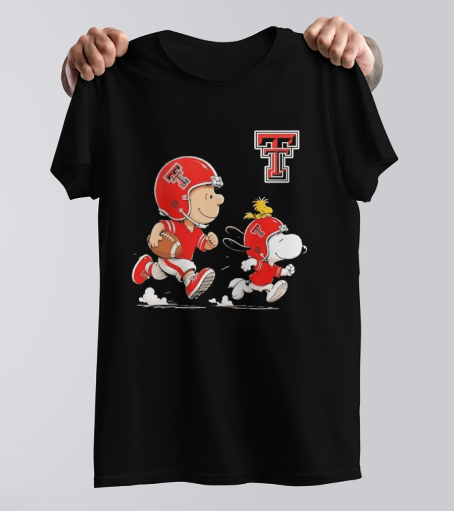 Charlie Brown Woodstock Snoopy Texas Tech Red Raiders Football Team Spirit T-Shirt