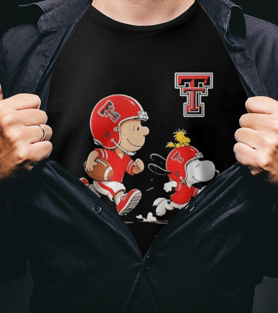 Charlie Brown Woodstock Snoopy Texas Tech Red Raiders Football Team Spirit T-Shirt