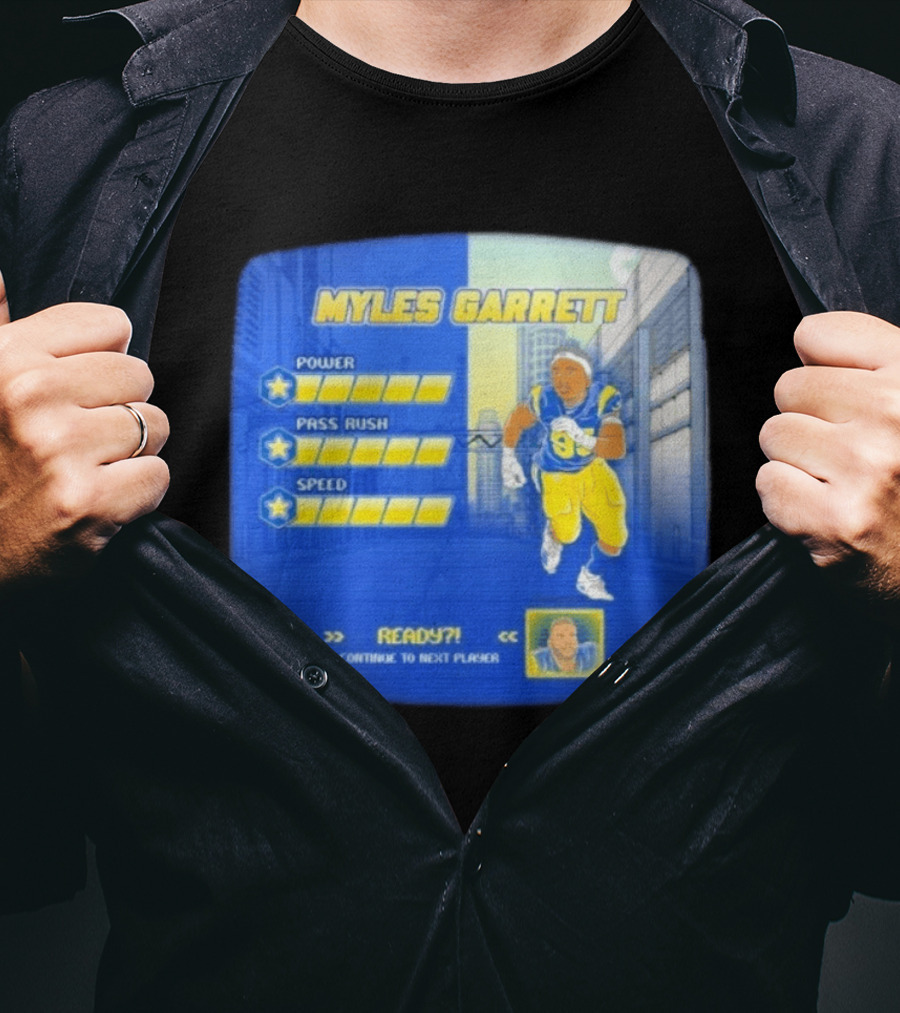Myles Garrett Power Pass Rush Speed LA Rams 2026 Melbourne Game T-Shirt