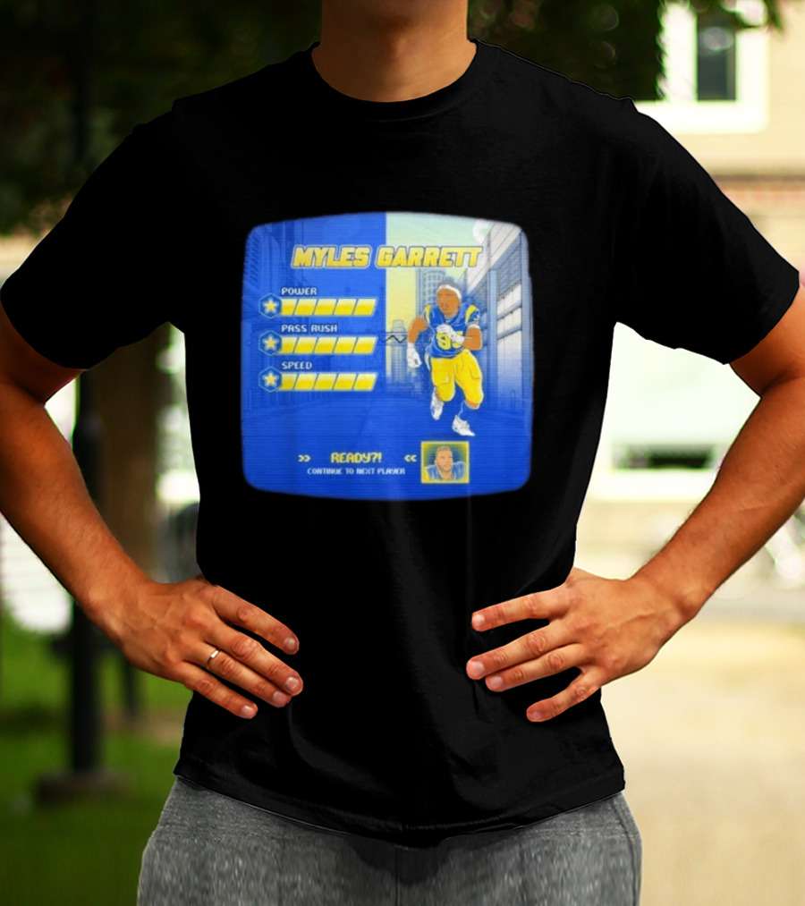 Myles Garrett Power Pass Rush Speed LA Rams 2026 Melbourne Game T-Shirt