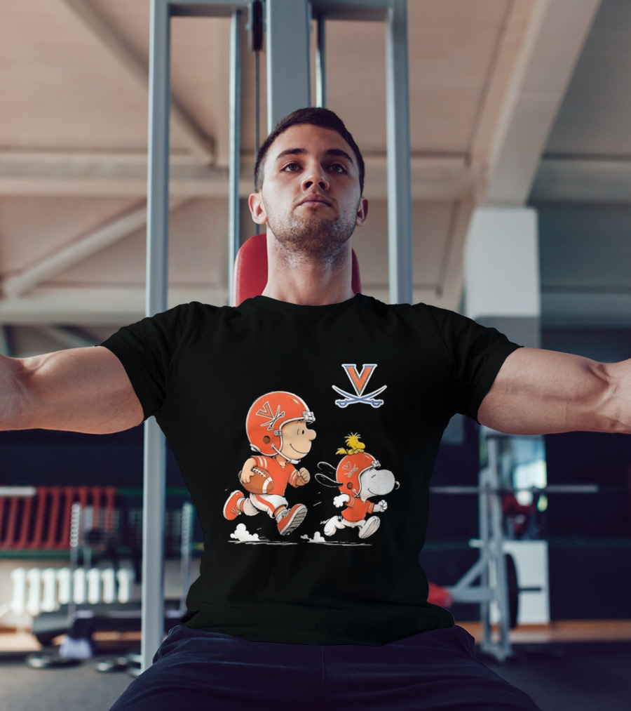 Charlie Brown Snoopy Woodstock Virginia Cavaliers Football Fun T-Shirt