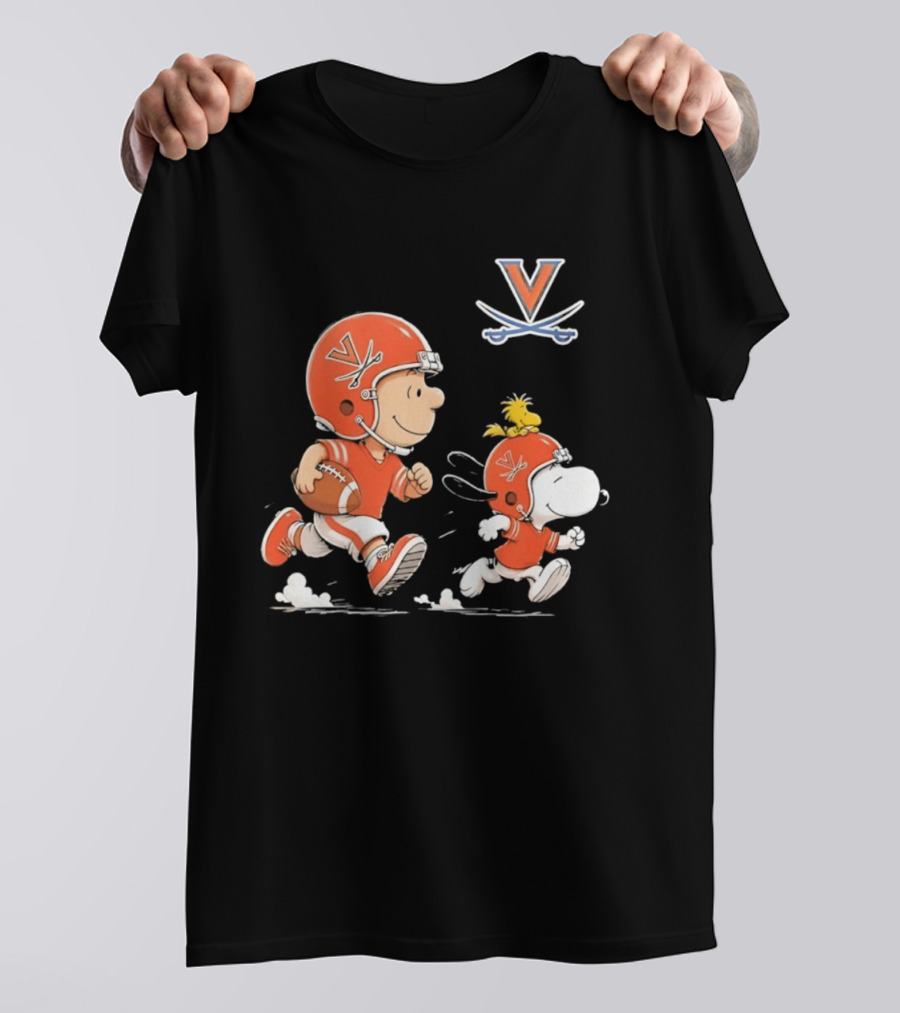 Charlie Brown Snoopy Woodstock Virginia Cavaliers Football Fun T-Shirt