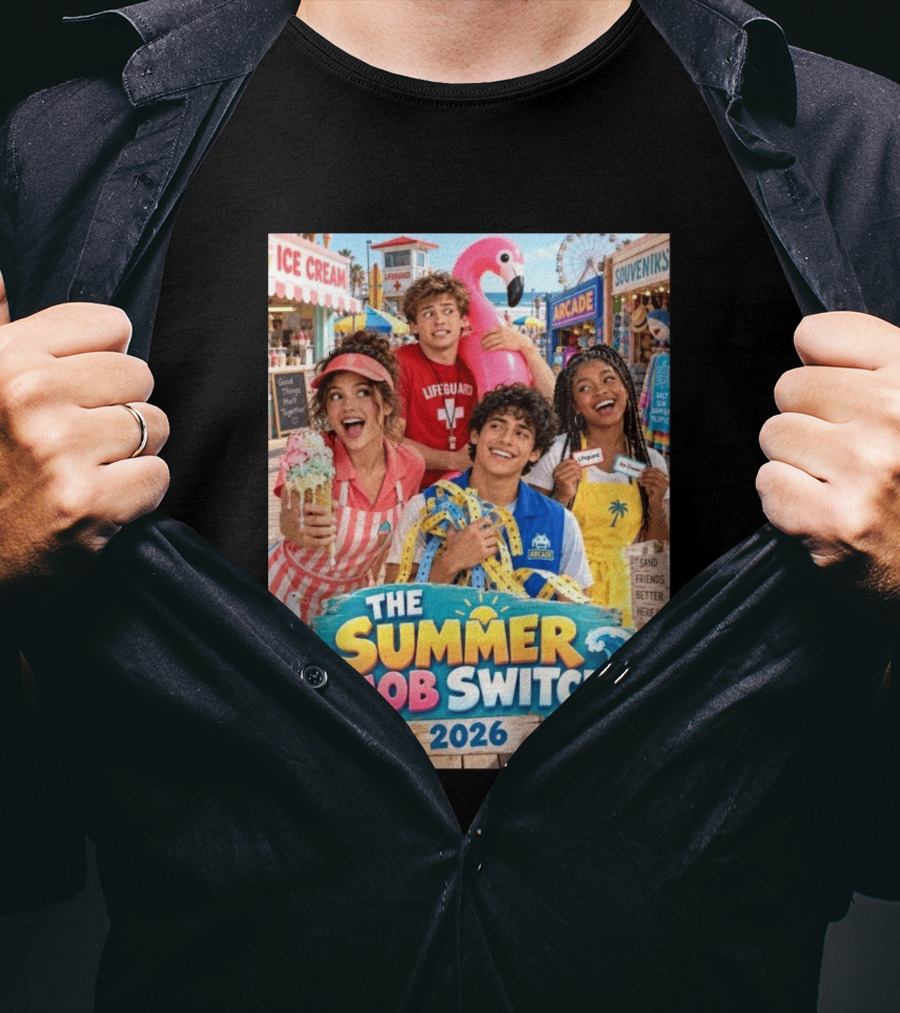 The Summer Job Switch 2026 Ice Cream Adventure Lifeguard Arcade Souvenirs Sand Friends T-Shirt