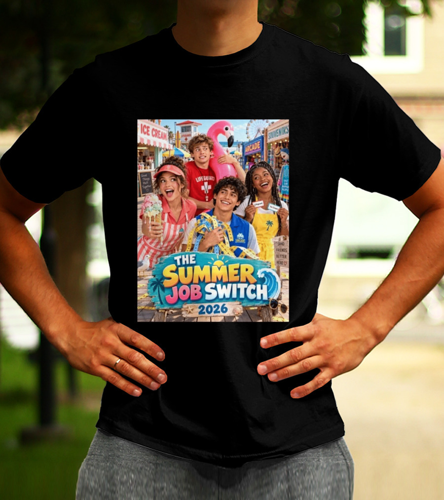 The Summer Job Switch 2026 Ice Cream Adventure Lifeguard Arcade Souvenirs Sand Friends T-Shirt