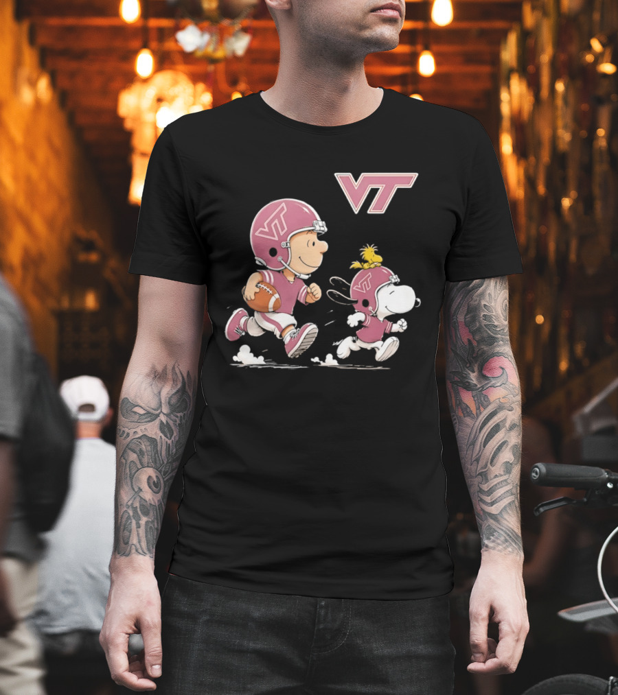 Charlie Brown Woodstock Snoopy Virginia Tech Hokies Football VT T-Shirt