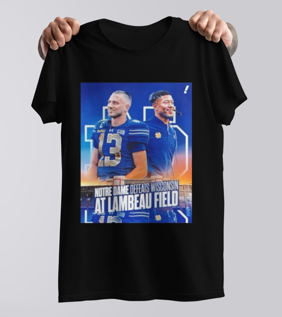 Notre Dame Defeats Wisconsin At Lambeau Field Notre Dame Fighting Irish Victory T-Shirt