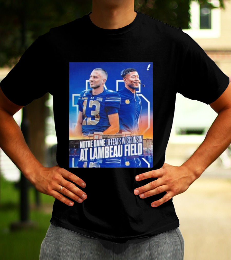 Notre Dame Defeats Wisconsin At Lambeau Field Notre Dame Fighting Irish Victory T-Shirt