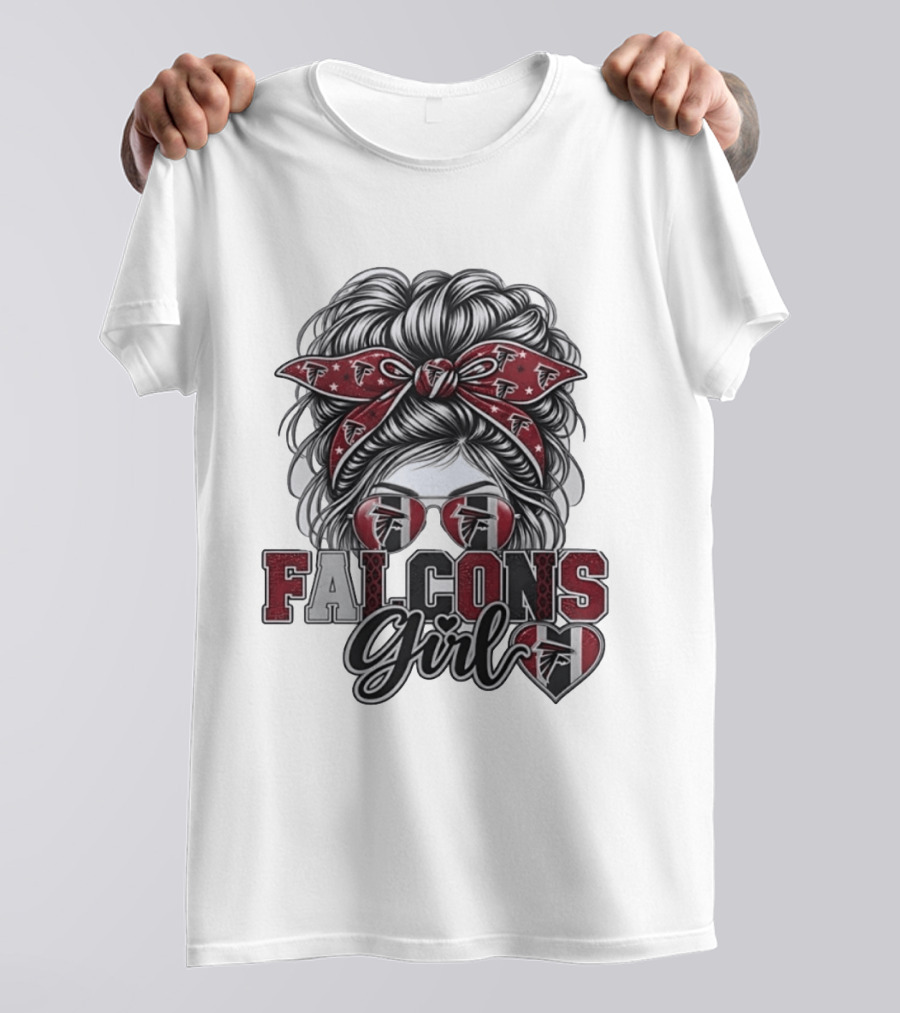 Falcons Girl Messy Bun Bandana Sunglasses T-Shirt