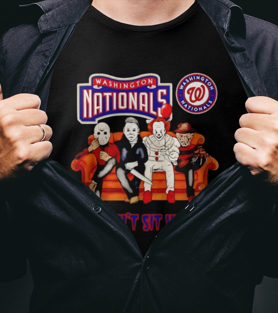 Washington Nationals Horror Movie Characters You Can't Sit With Us Couch Scene T-Shirt