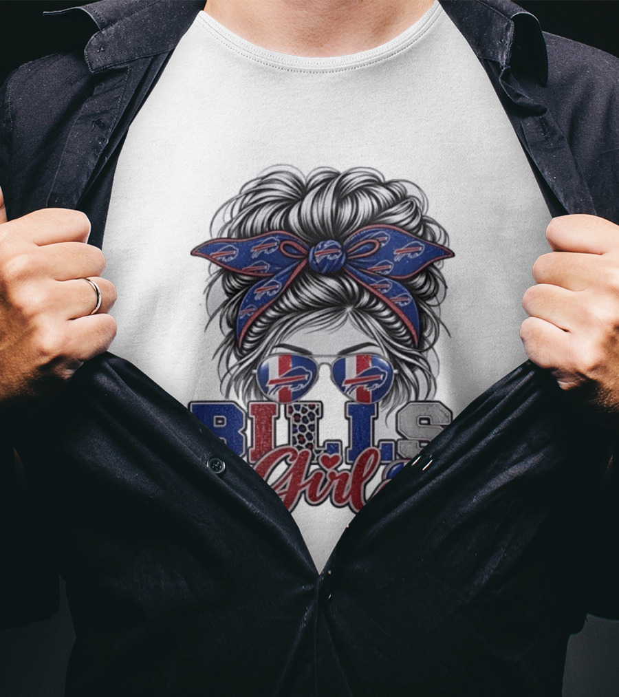 Buffalo Bills Girl Messy Bun Sunglasses BILLS Girl T-Shirt