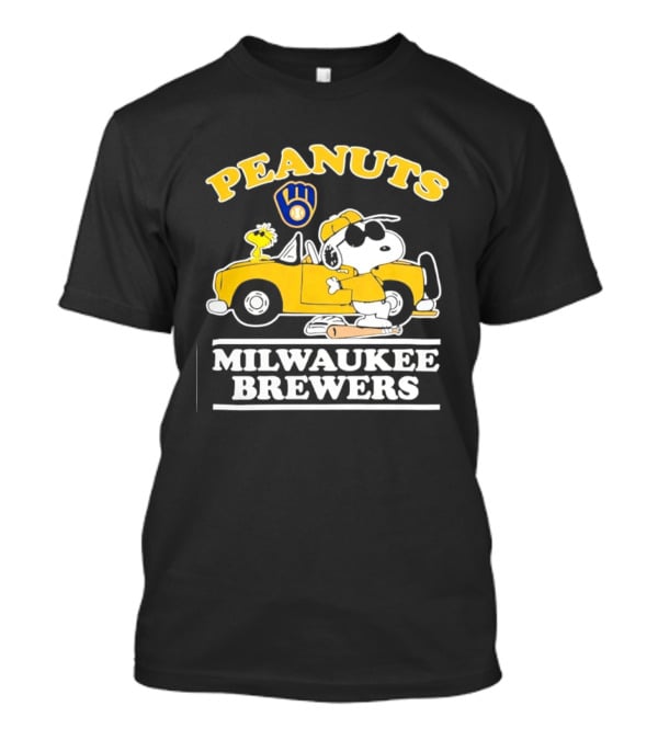 Peanuts Snoopy Woodstock Driving Milwaukee Brewers Baseball T-Shirt