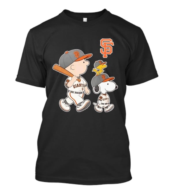 Woodstock Charlie Brown Snoopy San Francisco Giants Baseball Team T-Shirt