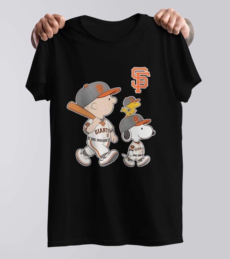 Woodstock Charlie Brown Snoopy San Francisco Giants Baseball Team T-Shirt