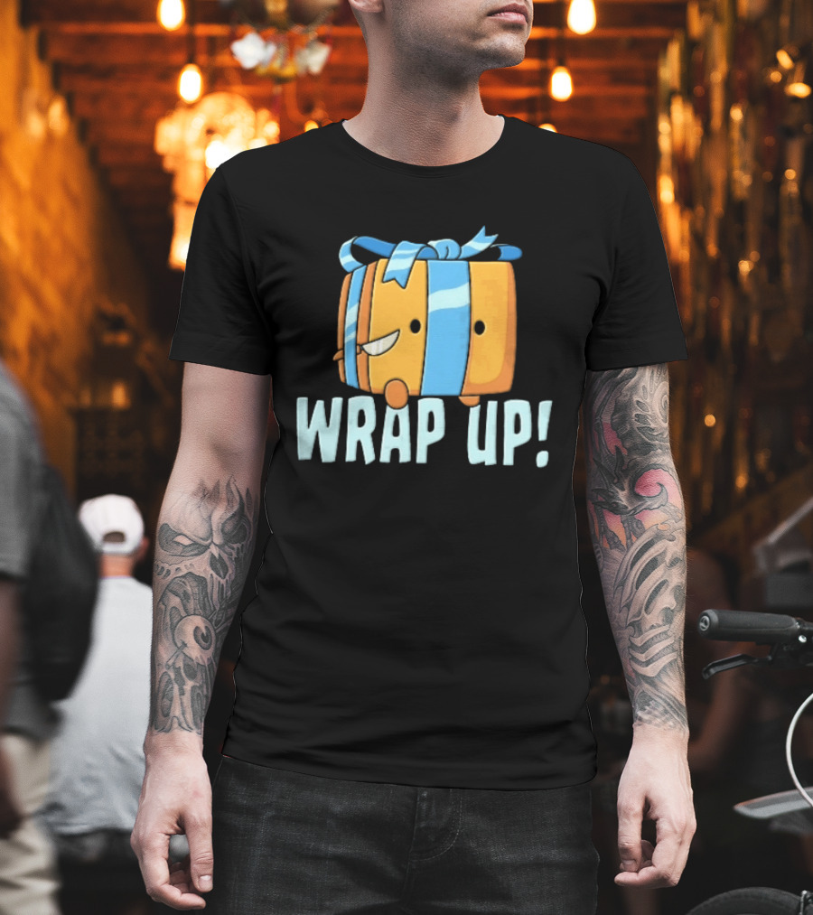 Mischievous Cartoon Ribboned Present Wrap Up With Knife T-Shirt
