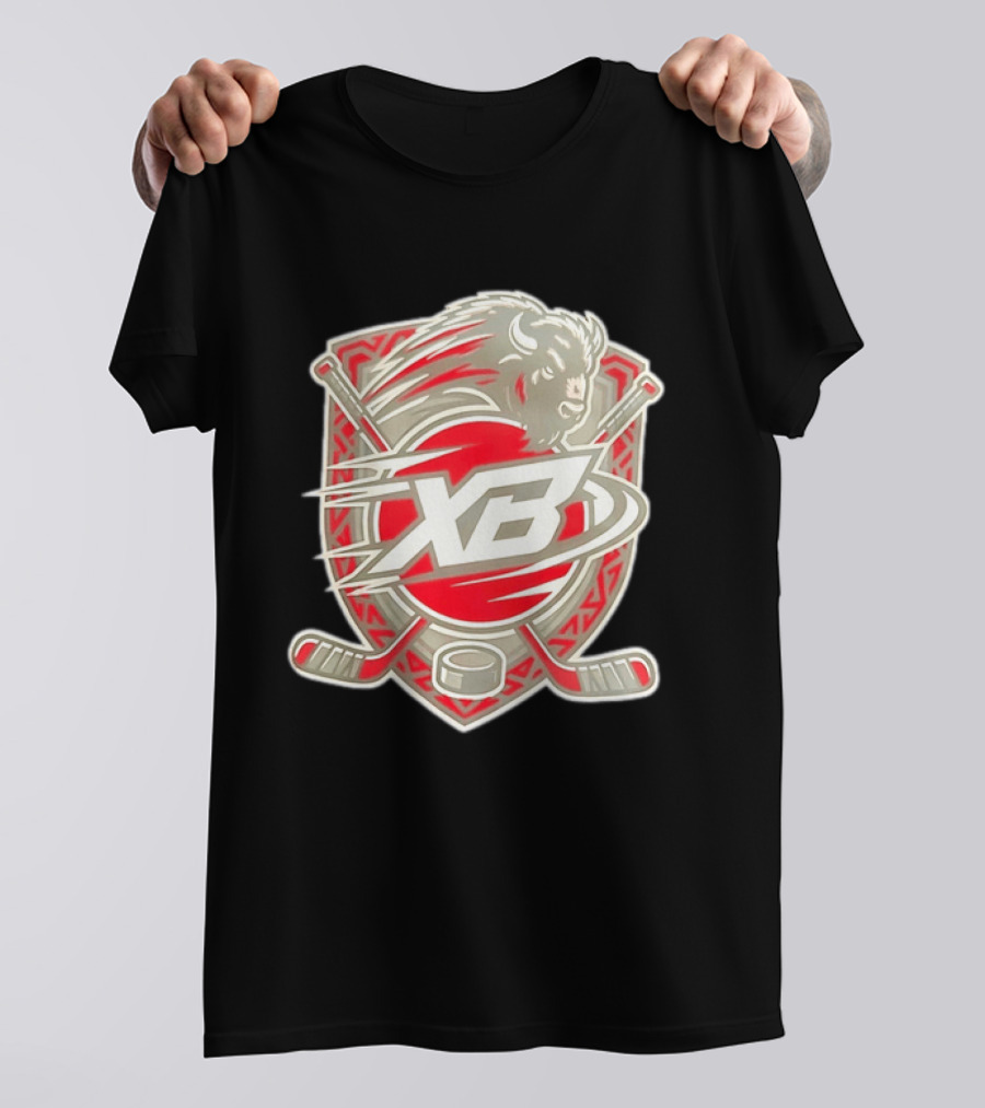 XB Buffalo Hockey Team Emblem With Crossed Sticks And Puck T-Shirt