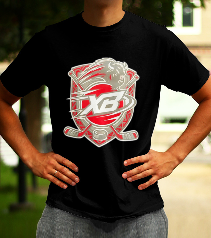 XB Buffalo Hockey Team Emblem With Crossed Sticks And Puck T-Shirt
