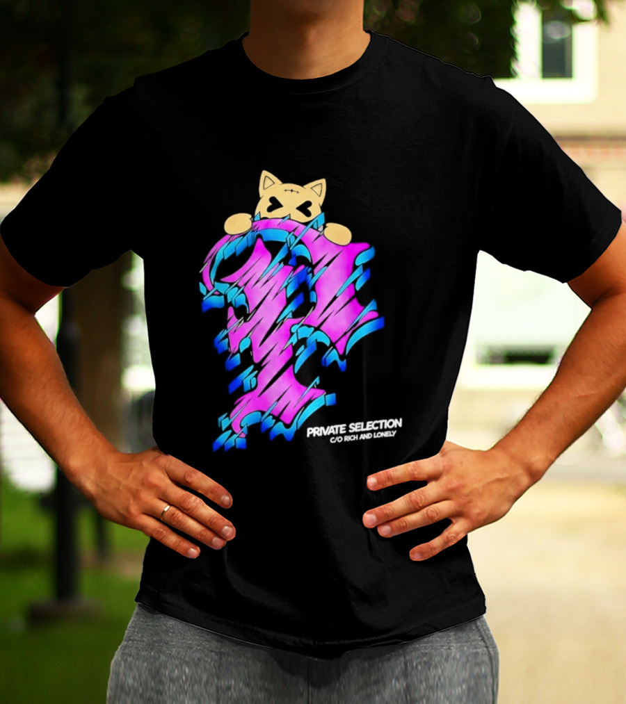 Private Selection C O Rich And Lonely Streetwear Cat Graffiti Aesthetic T-Shirt