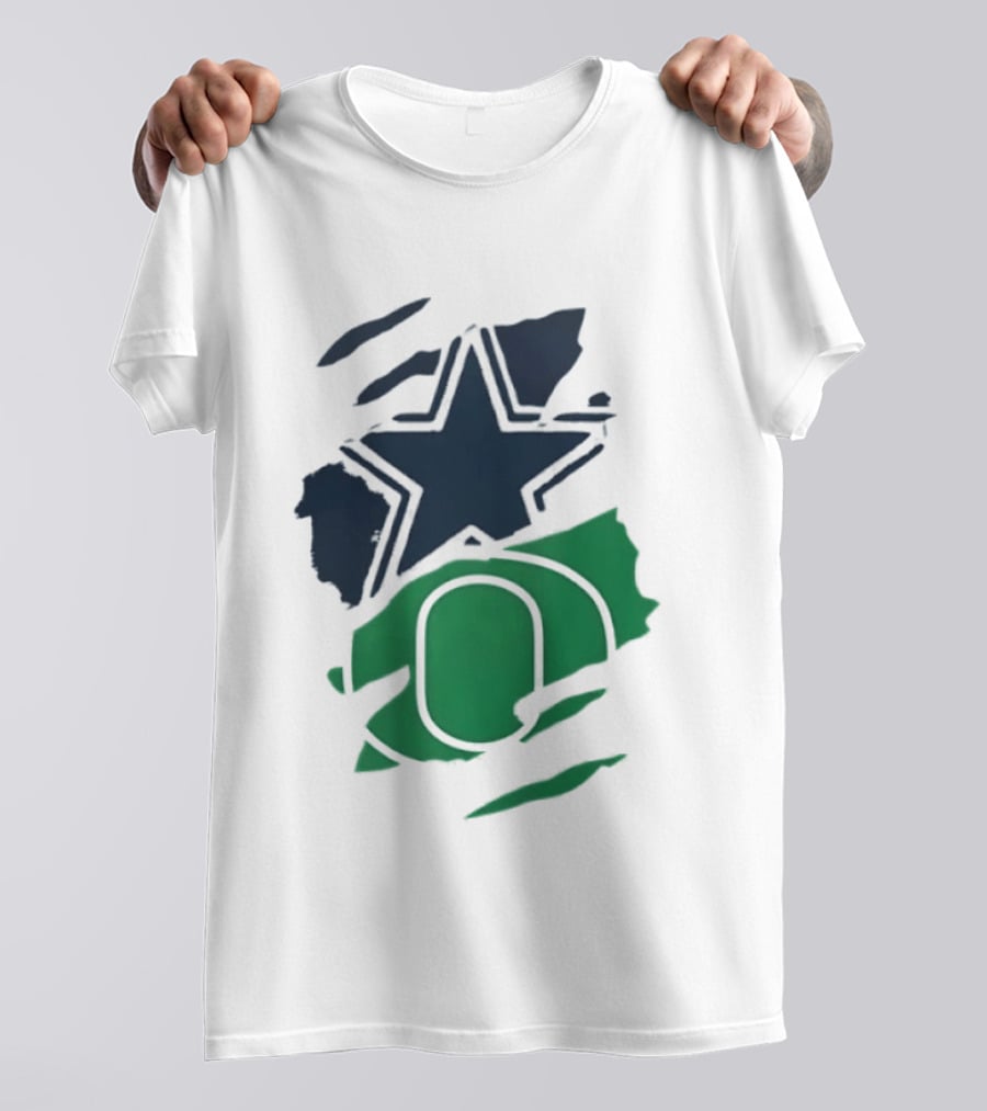 Dallas Cowboys Star And Oregon Ducks O Ripped Team Logos T-Shirt