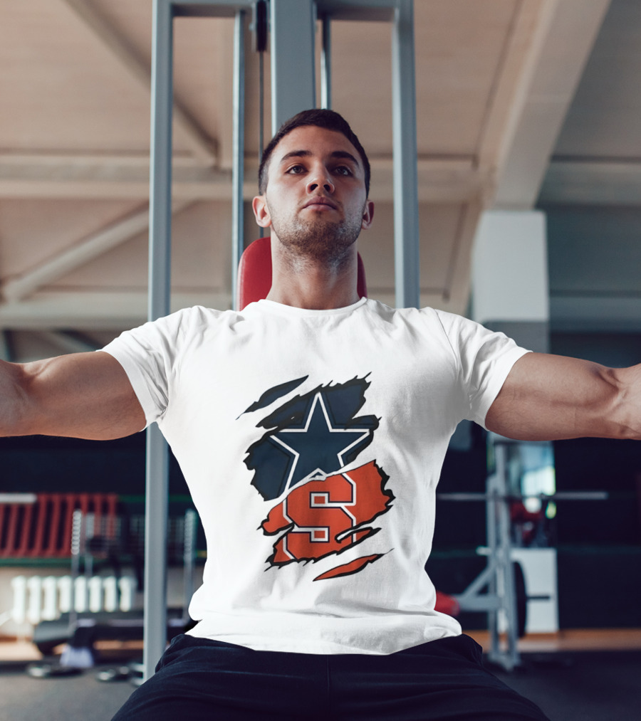 Dallas Cowboys Star And Syracuse Orange Torn Fabric T-Shirt
