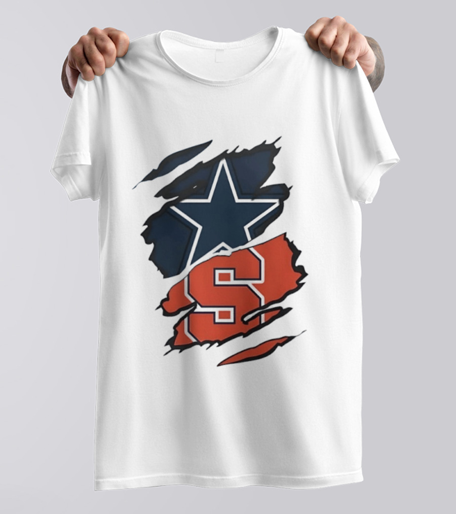 Dallas Cowboys Star And Syracuse Orange Torn Fabric T-Shirt