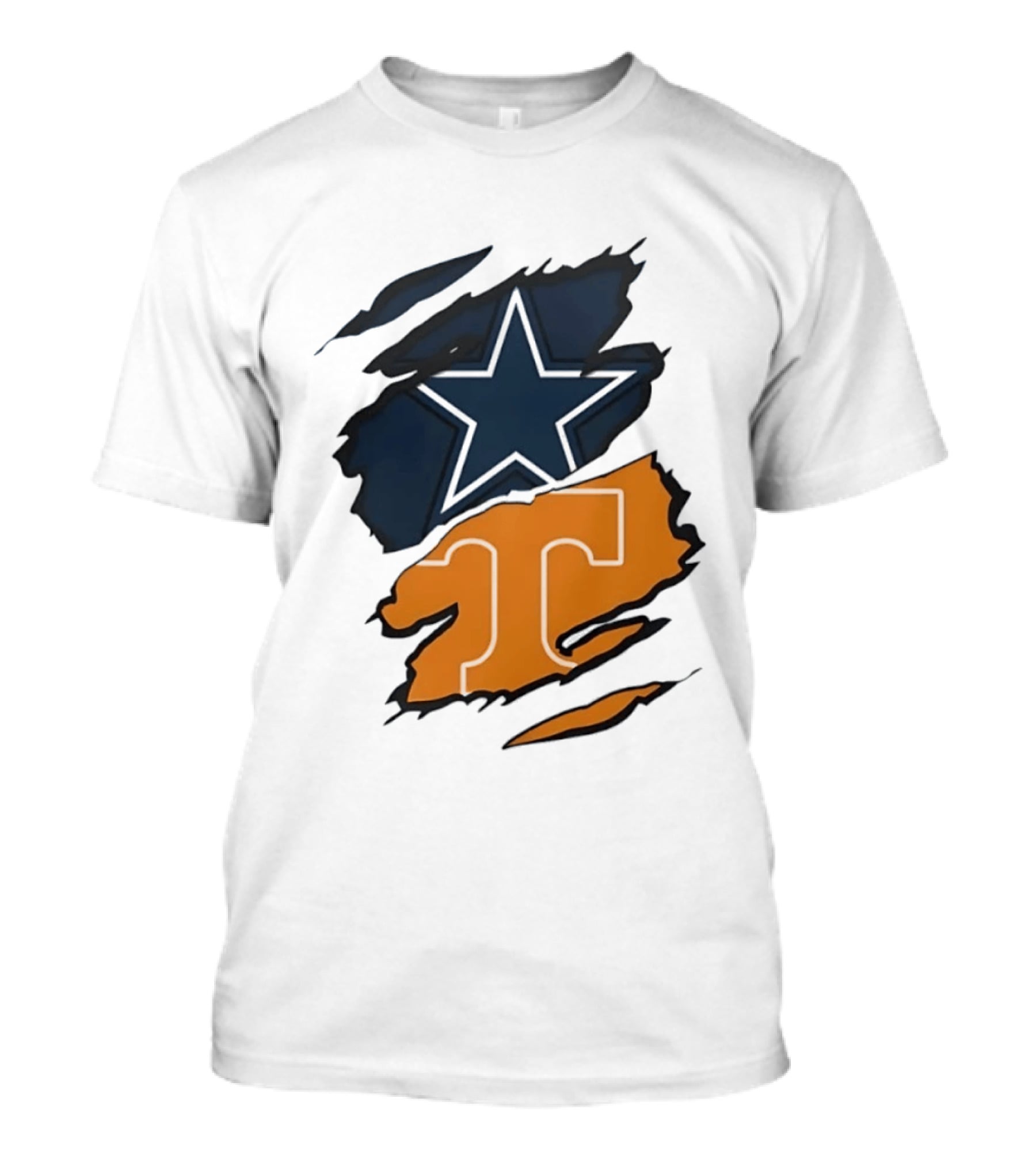 Dallas Cowboys Star Tennessee Volunteers Logo Ripped Effect T-Shirt