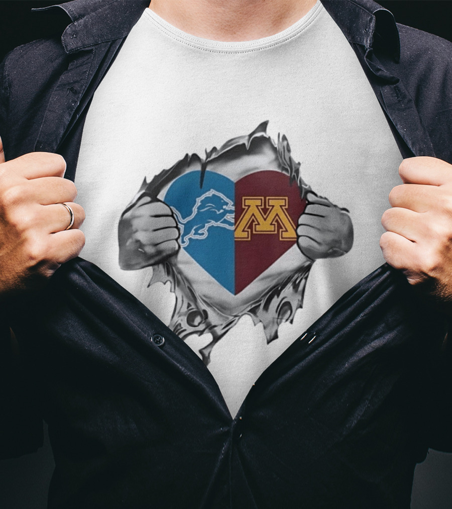 Detroit Lions And Minnesota Golden Gophers Heart T-Shirt