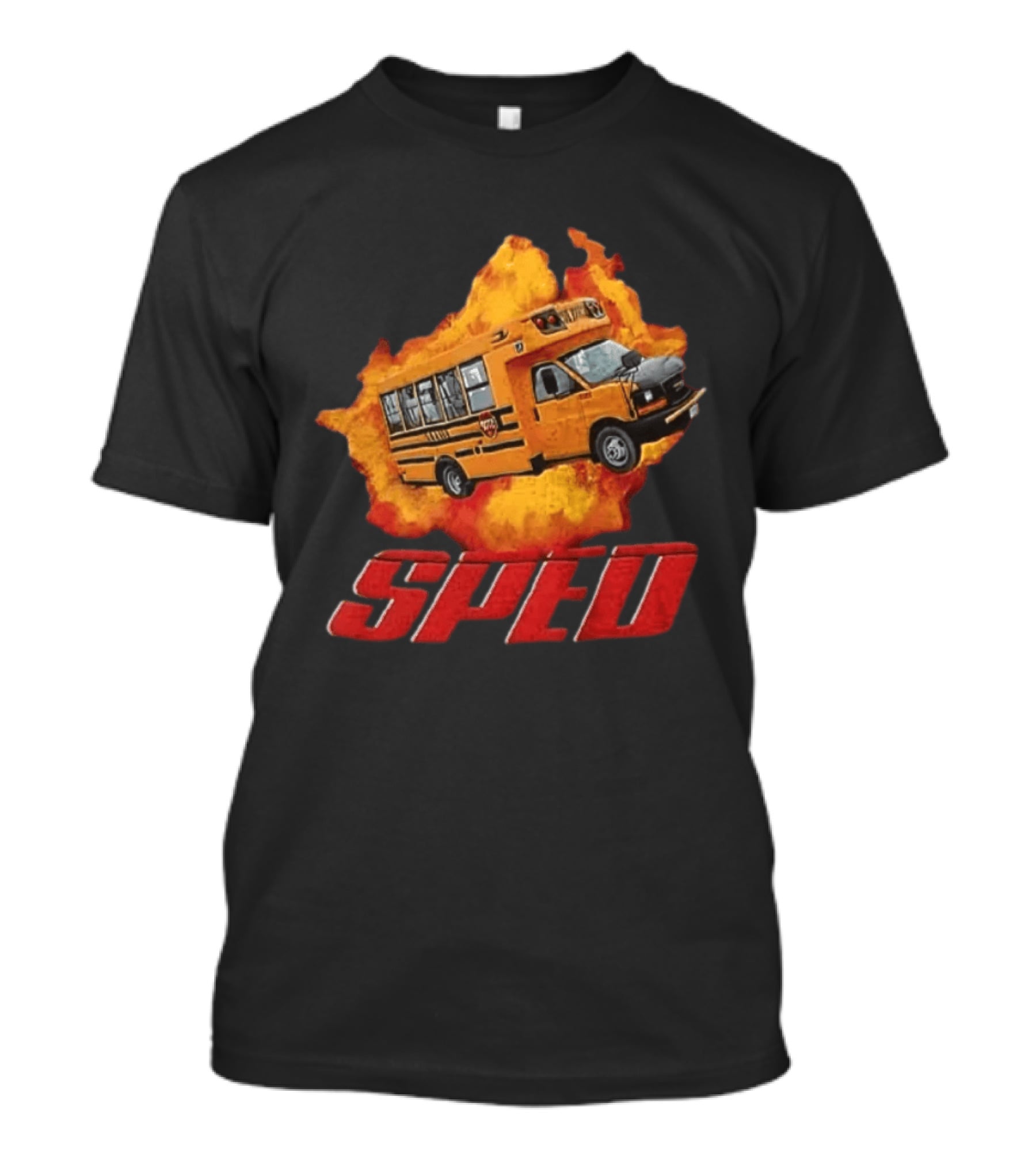 School Bus Flame SPED On Fire Burst T-Shirt
