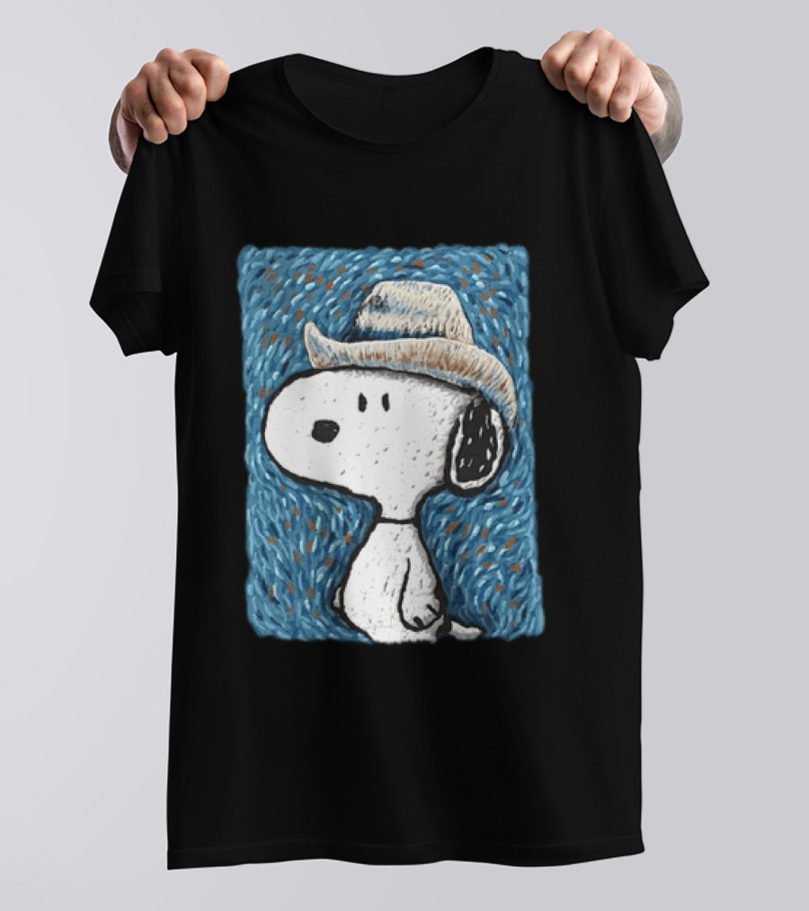 Snoopy Peanuts Cowboy Hat Embroidery T-Shirt