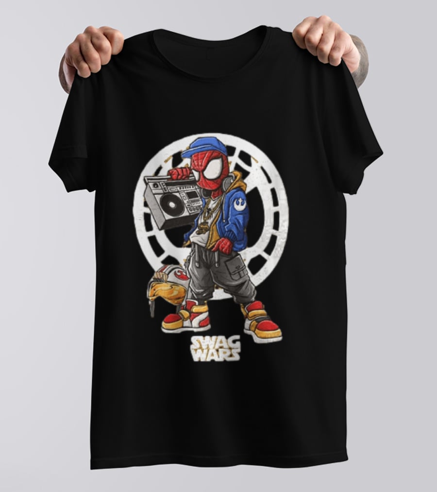 Spider Man Star Wars Swag Wars Youth Boombox Jedi T-Shirt