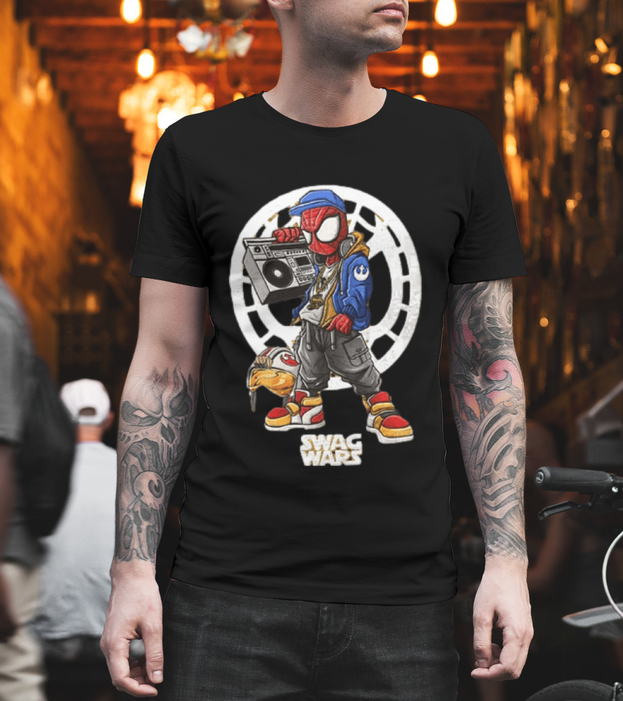 Spider Man Star Wars Swag Wars Youth Boombox Jedi T-Shirt