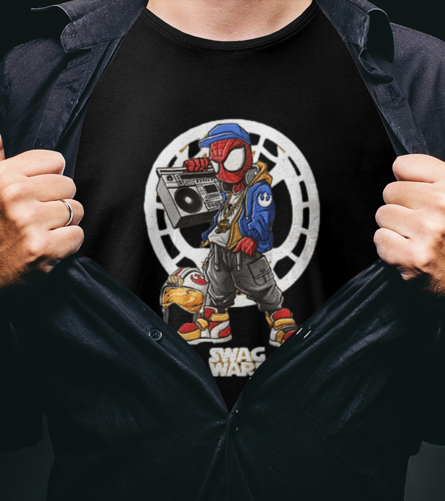Spider Man Star Wars Swag Wars Youth Boombox Jedi T-Shirt