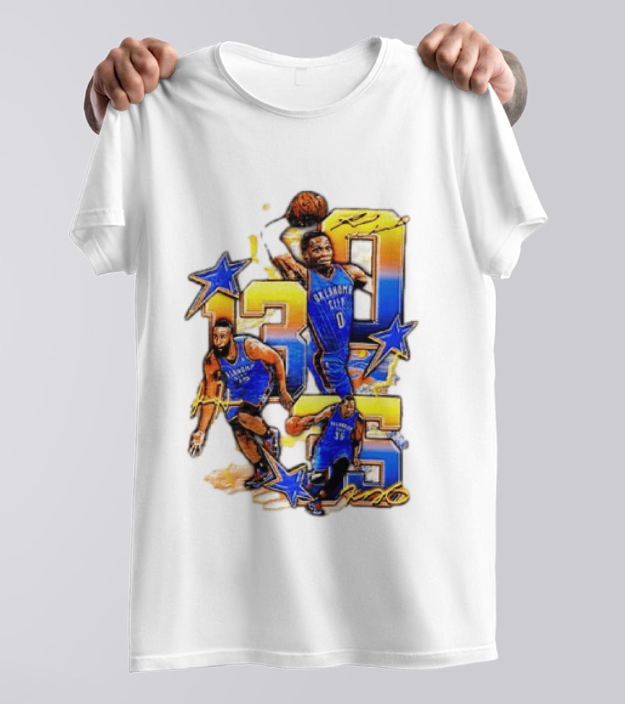 James Harden Russell Westbrook Kevin Durant Oklahoma City Thunder NBA Legends T-Shirt