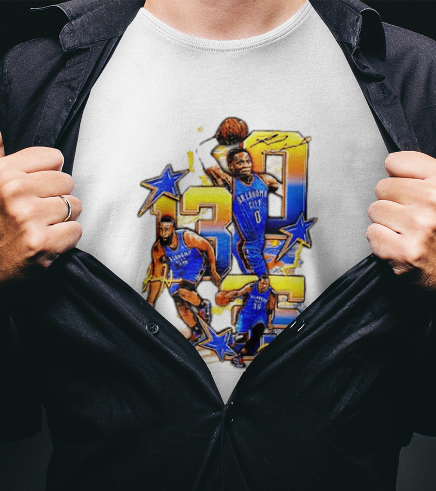 James Harden Russell Westbrook Kevin Durant Oklahoma City Thunder NBA Legends T-Shirt